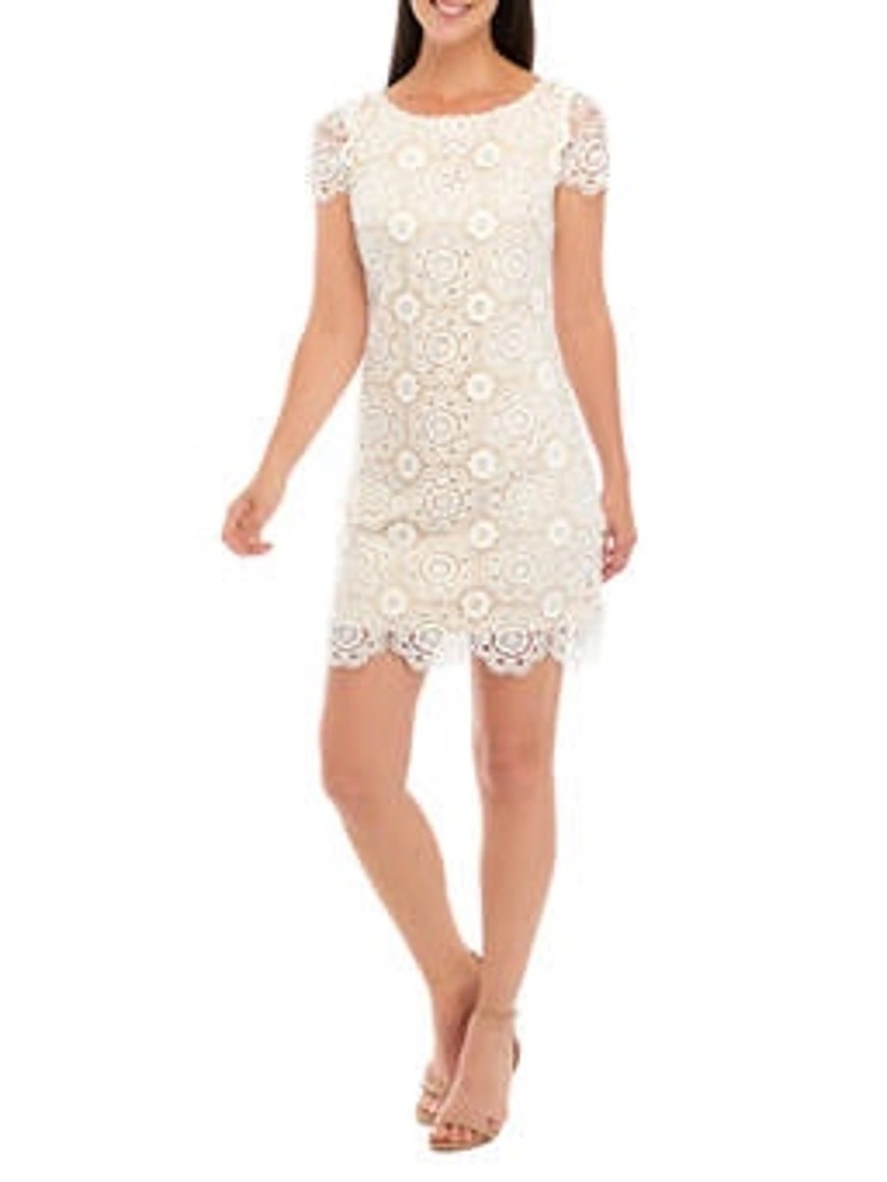 Eliza J White Guipure Crochet Lace Sheath Dress